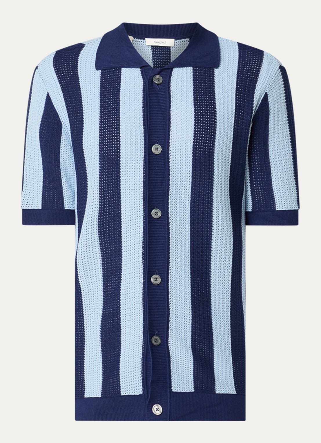 Selected Shane regular fit overhemd met streepprint - voorkant donkerblauw