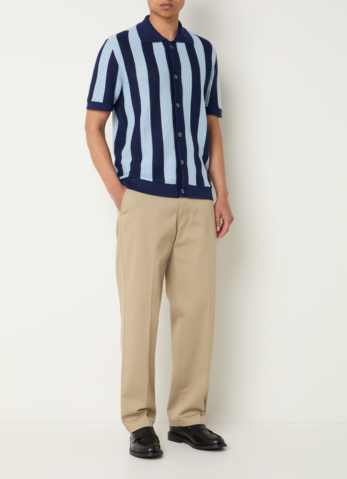 Selected Shane regular fit overhemd met streepprint - voorkant 2 donkerblauw