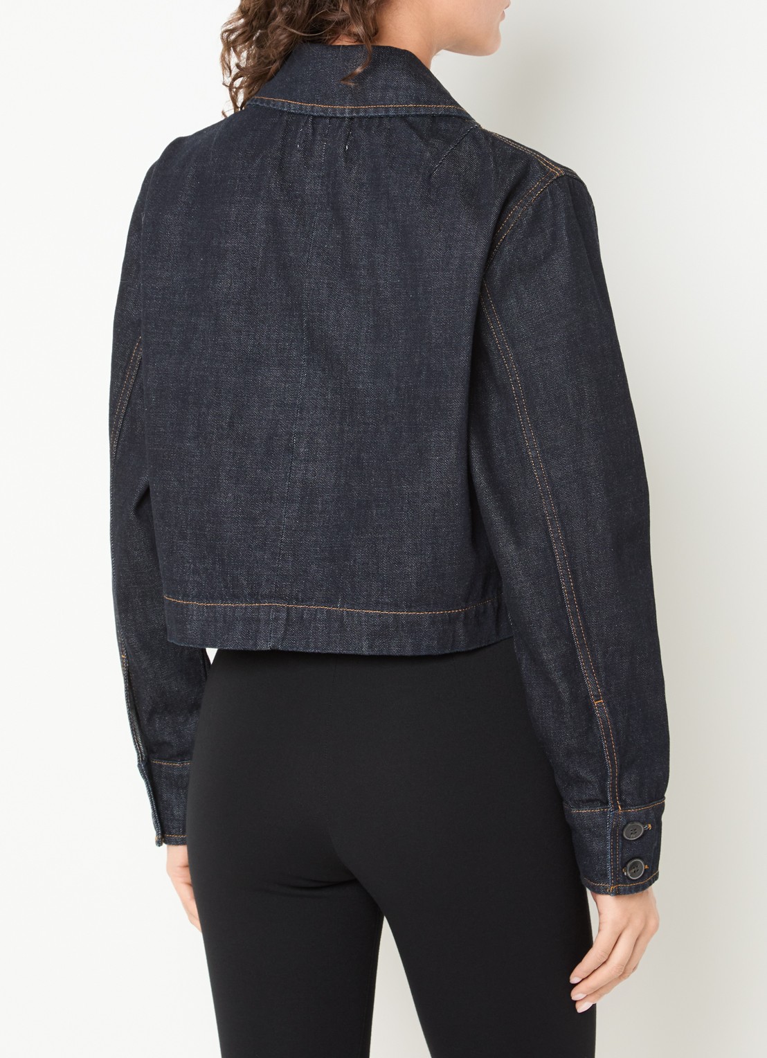 Selected Shelly cropped spijkerjas met opgestikte zakken - achterkant indigo