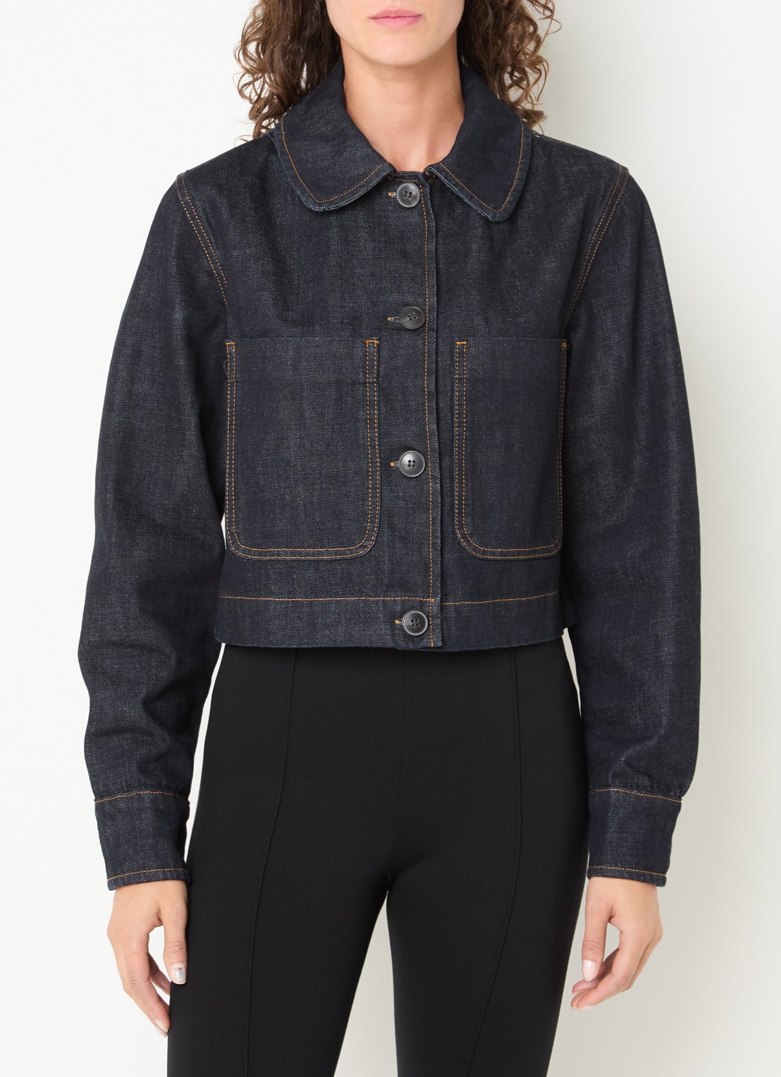 Selected Shelly cropped spijkerjas met opgestikte zakken - detail 2 indigo