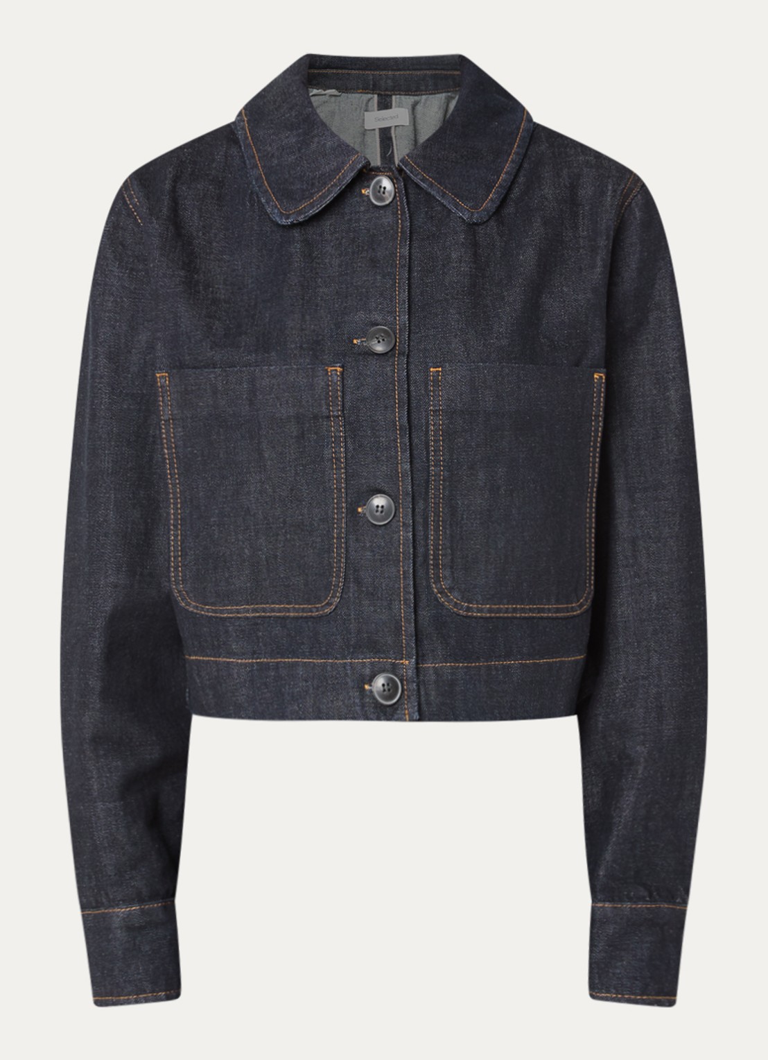 Selected Shelly cropped spijkerjas met opgestikte zakken - voorkant 3 indigo
