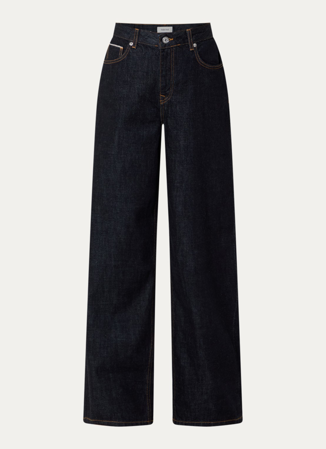 Selected Shelly high waist wide leg jeans met donkere wassing - voorkant 3 indigo