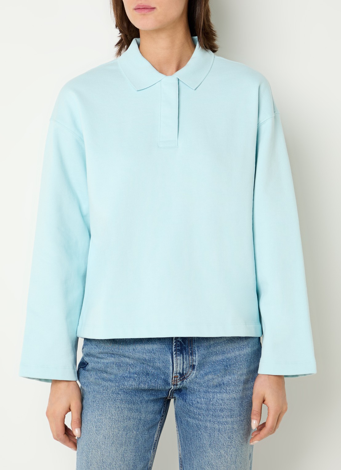 Selected Slfari Gia sweater met polokraag - detail 3 turquoise
