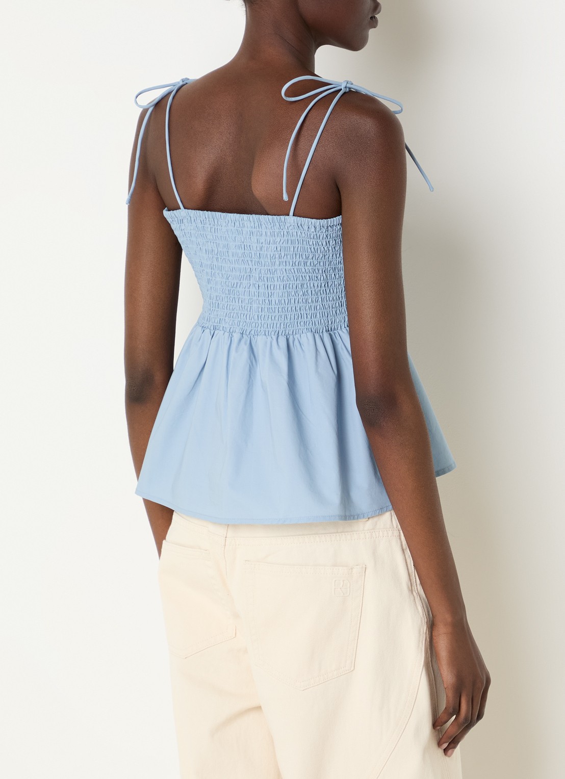 Selected SLFDelia top met plooidetail - achterkant 3 blauw