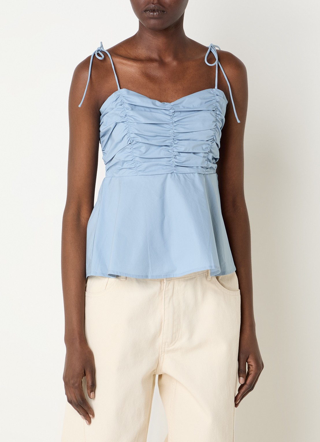 Selected SLFDelia top met plooidetail - detail 4 blauw