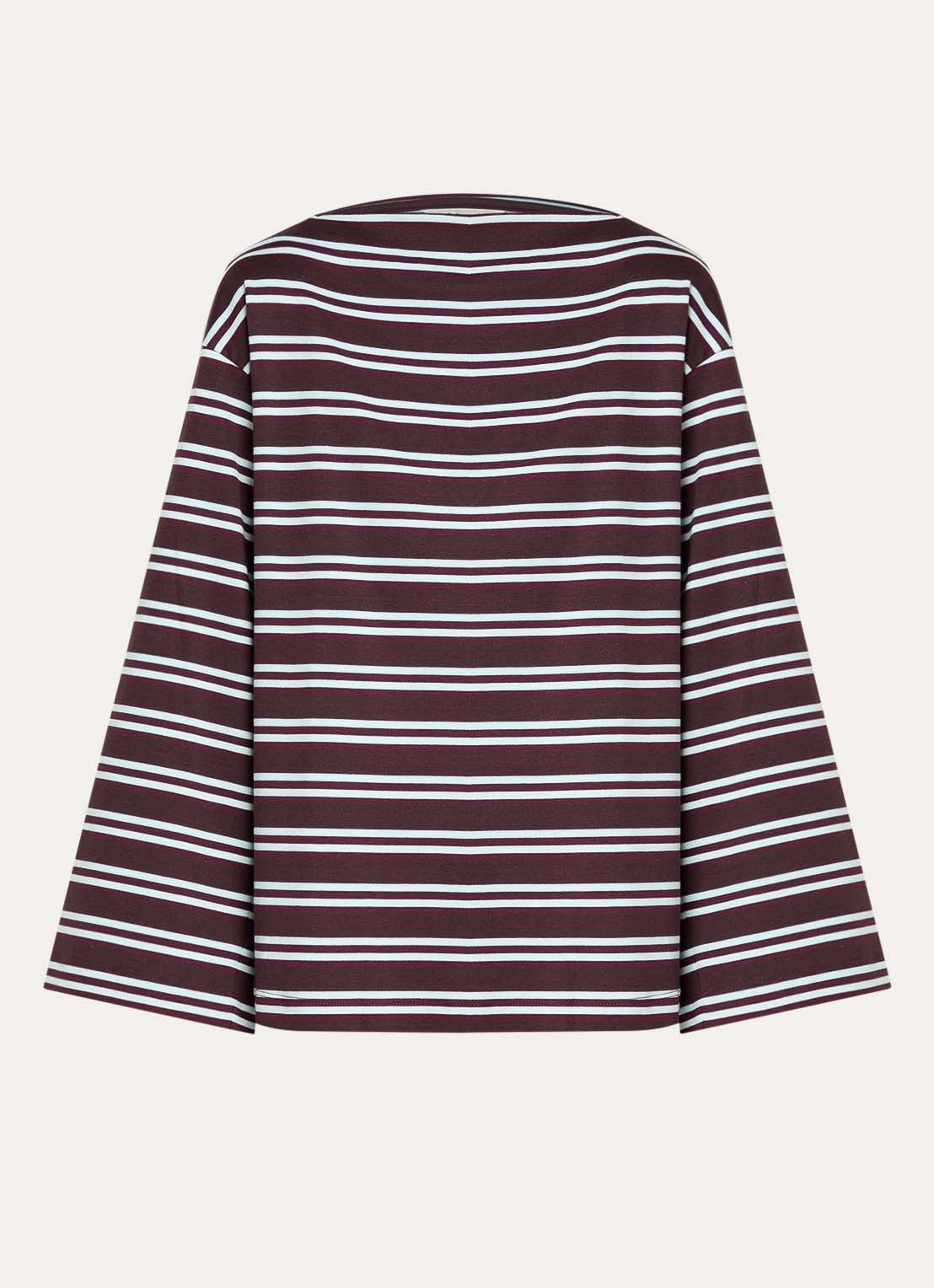 Selected Slfpolly sweater met streepprint en boothals - voorkant 2 bordeauxrood