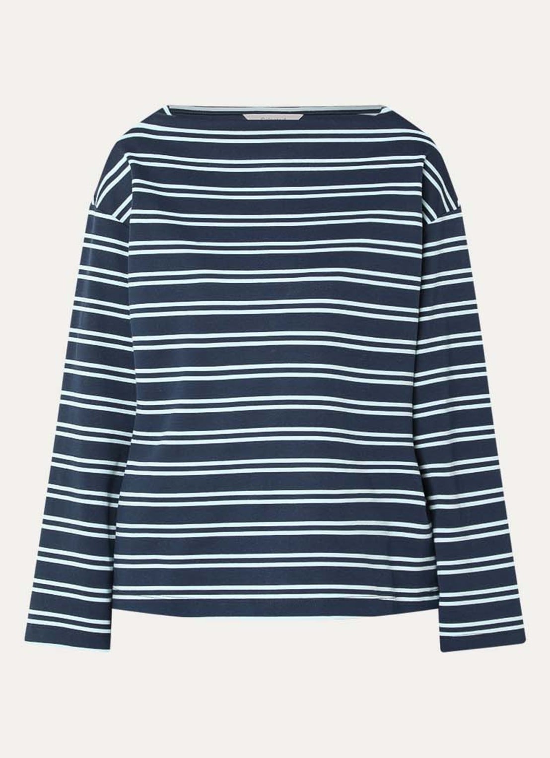 Selected Slfpolly sweater met streepprint en boothals - voorkant 2 donkerblauw