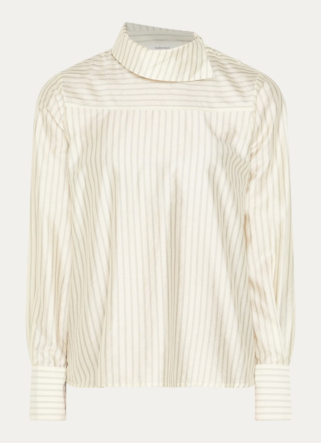 Selected Slwconnie tuniek van satijn met streepprint - voorkant 3 gebroken wit