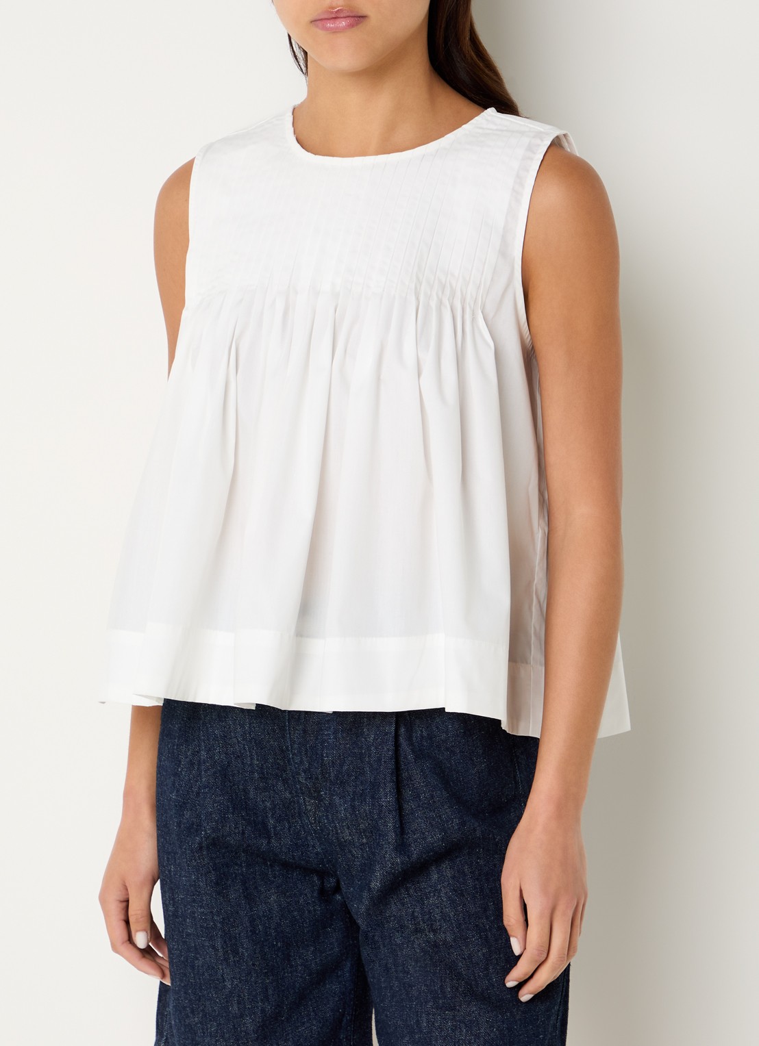 Selected Sophia top met ronde hals - detail wit