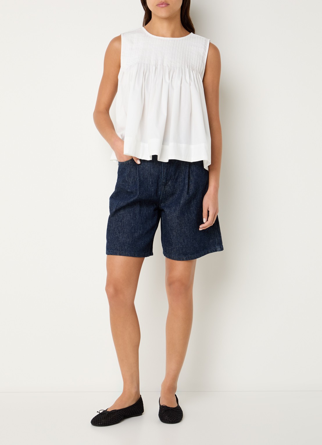 Selected Sophia top met ronde hals - voorkant 3 wit