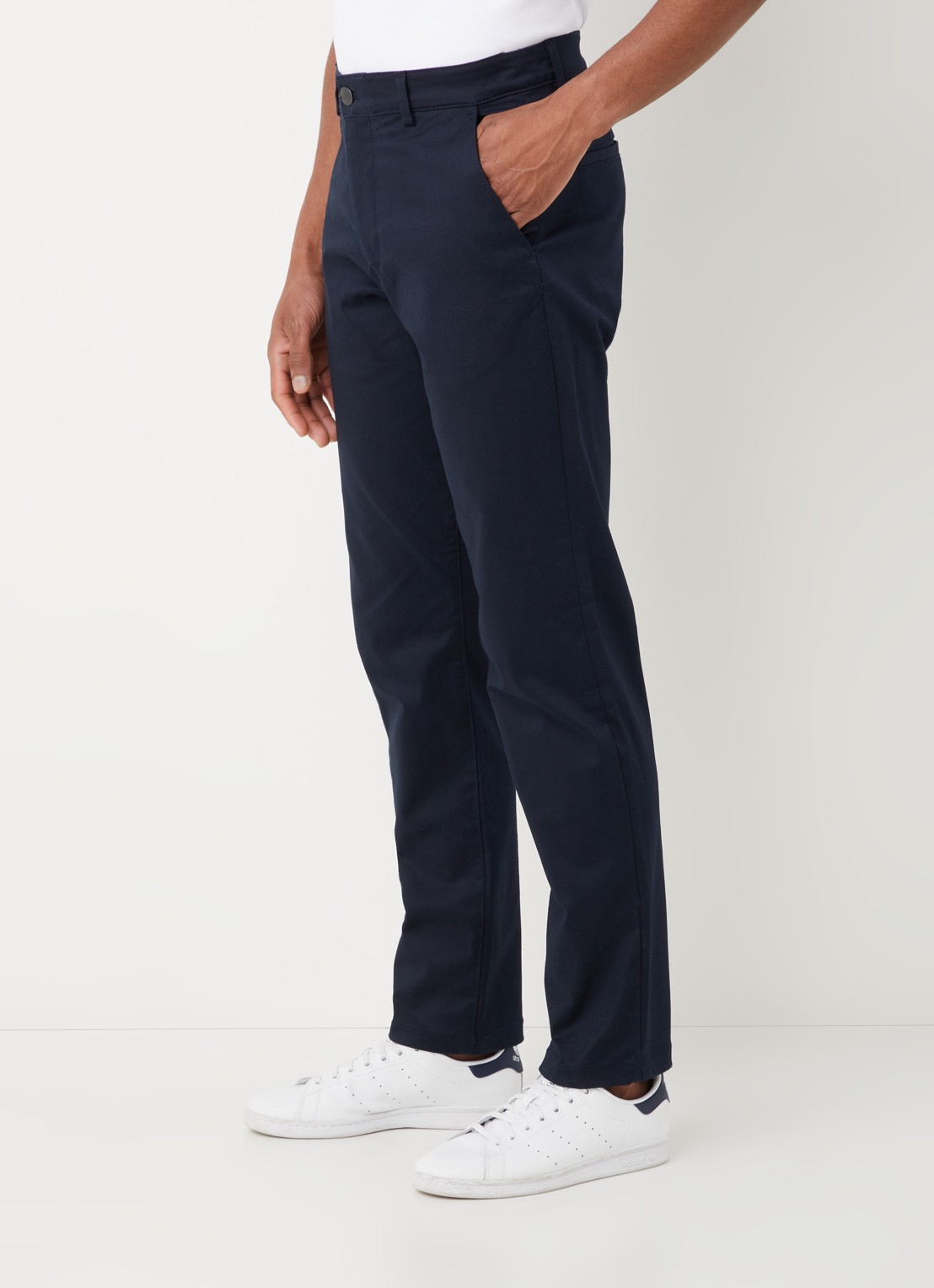 Selected Straight fit chino met stretch - detail 4 blauw