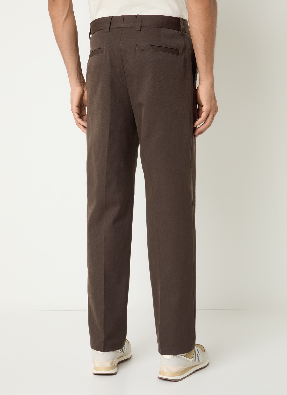 Selected Straight fit pantalon in wolblend met steekzakken - achterkant 5 donkerbruin