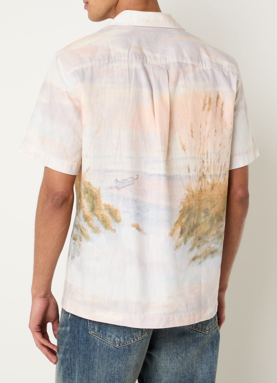 Selected Sunset comfort fit overhemd met print - achterkant 3 creme