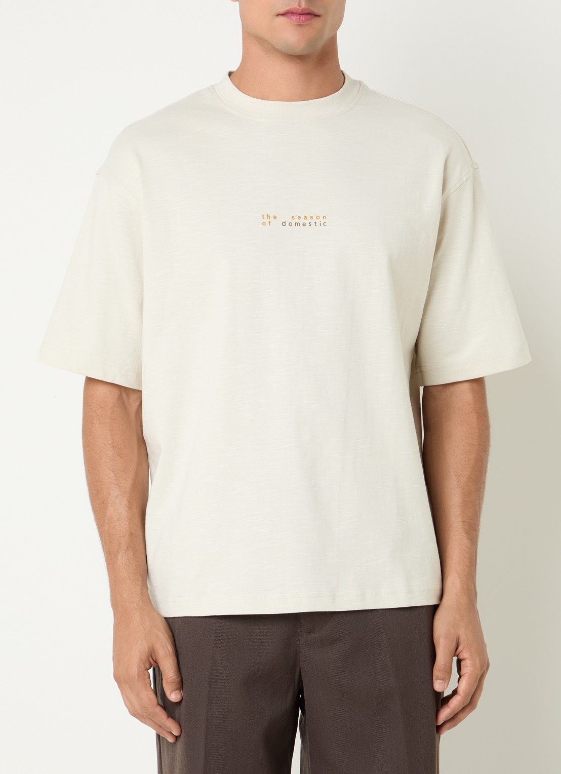 Selected T-shirt met backprint - achterkant 4 gebroken wit