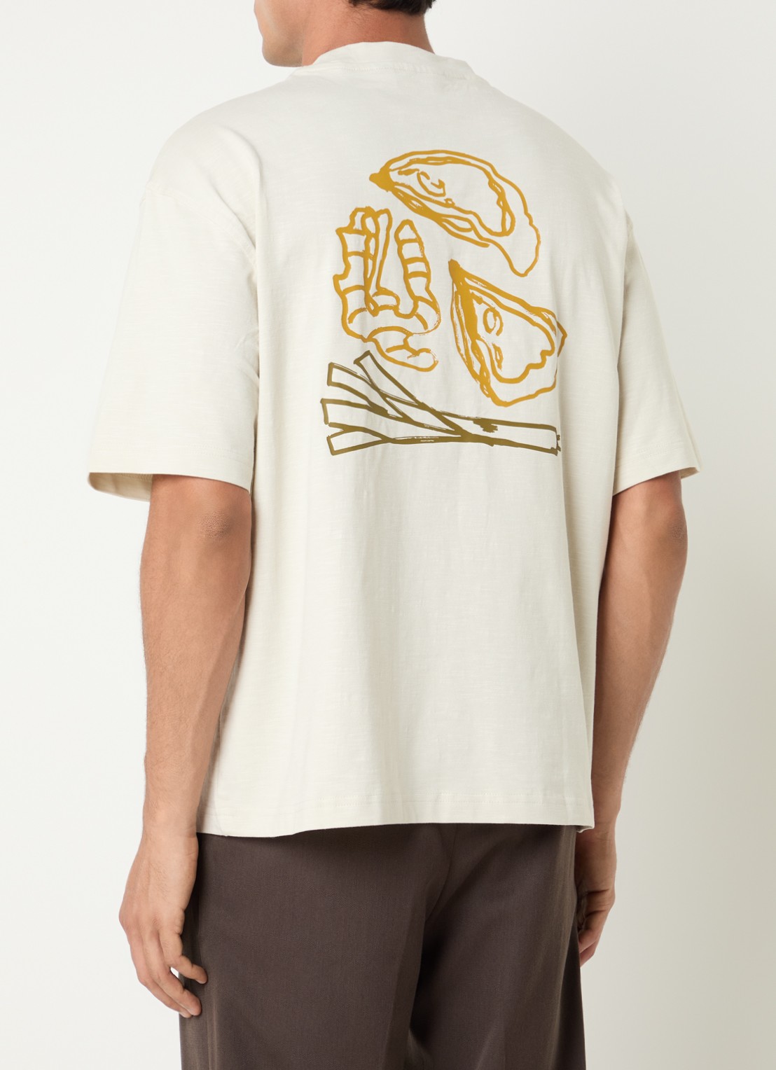 Selected T-shirt met backprint - detail gebroken wit
