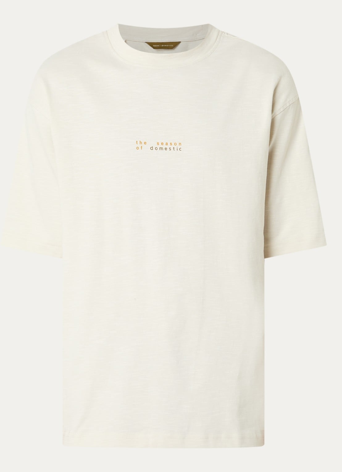 Selected T-shirt met backprint - voorkant 2 gebroken wit