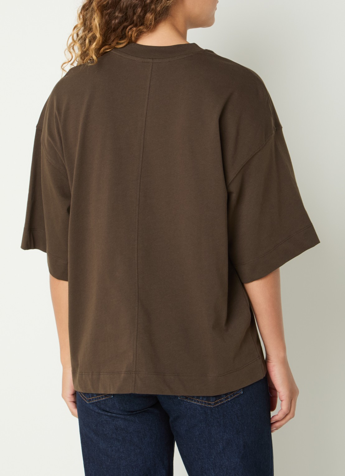 Selected T-shirt met ronde hals - achterkant 4 bronsgroen