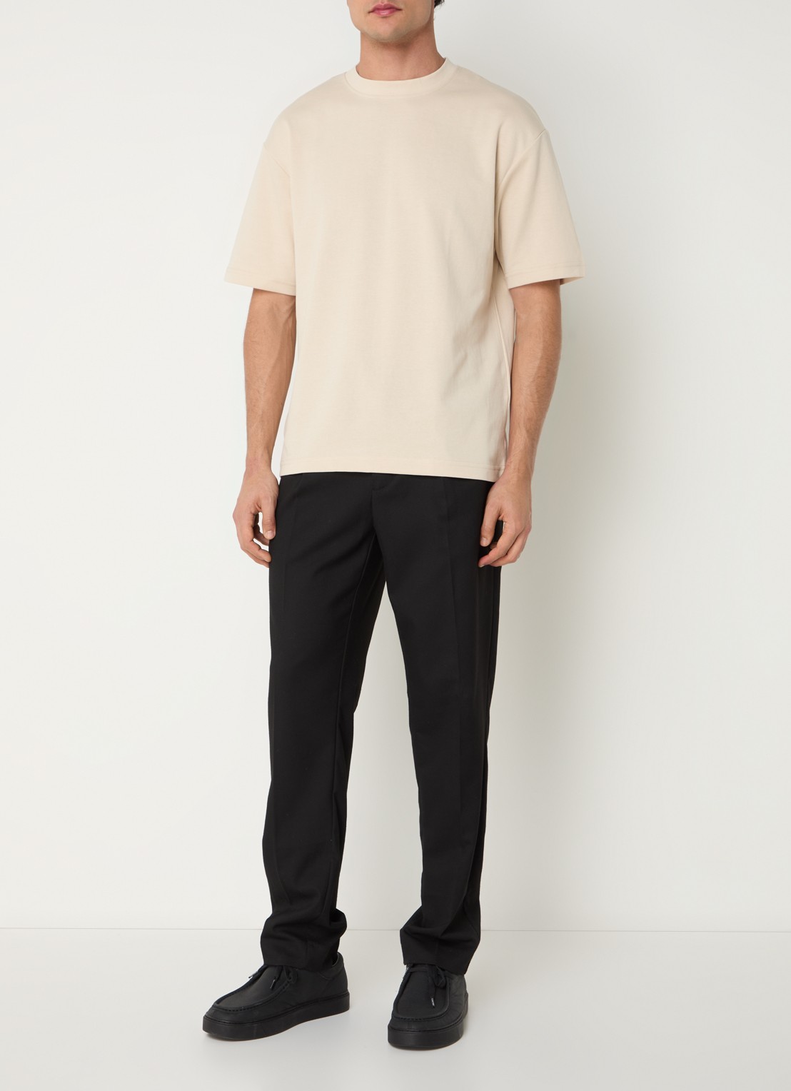 Selected T-shirt met stretch - voorkant 3 beige