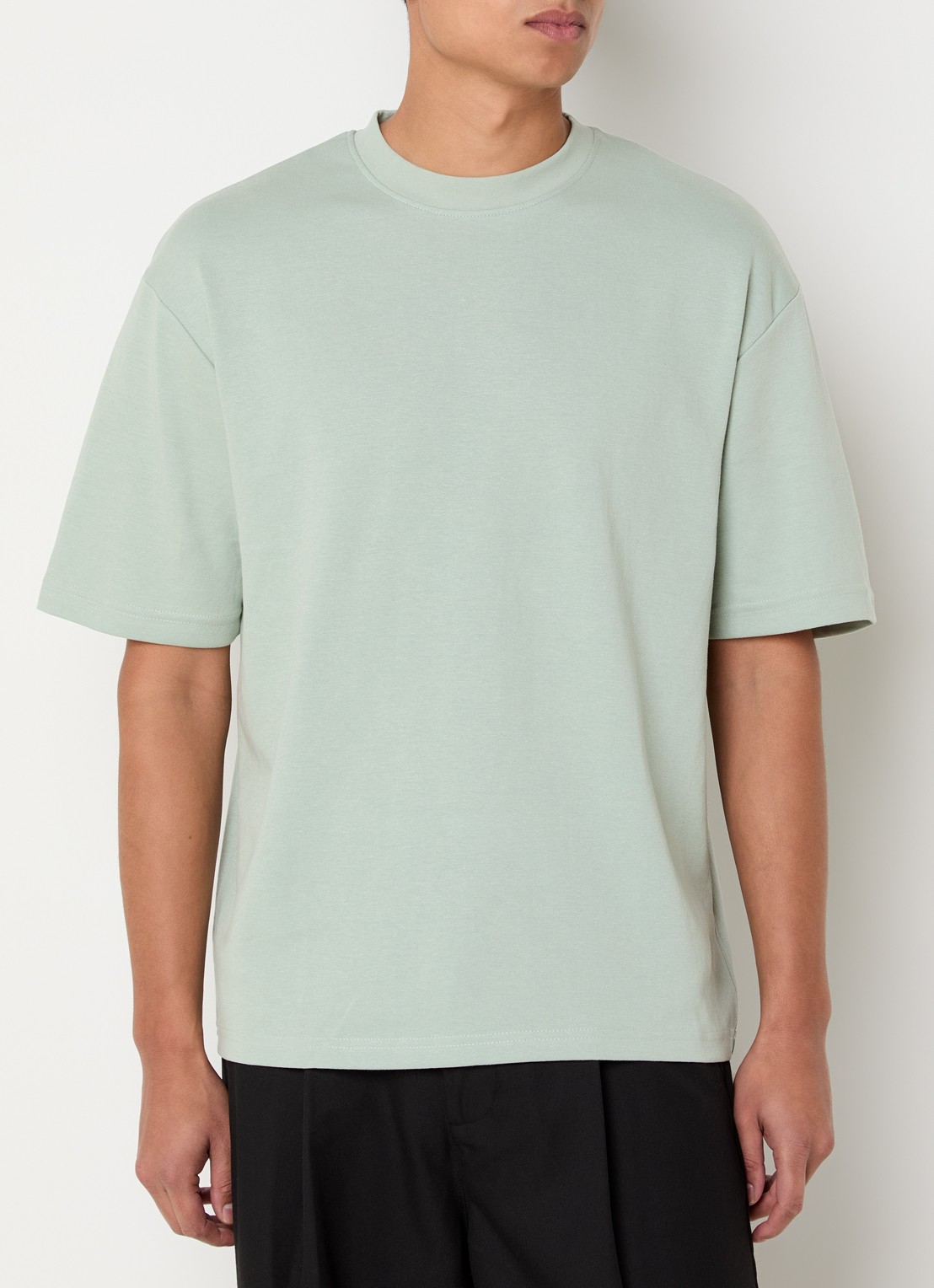 Selected T-shirt met stretch - detail lindegroen
