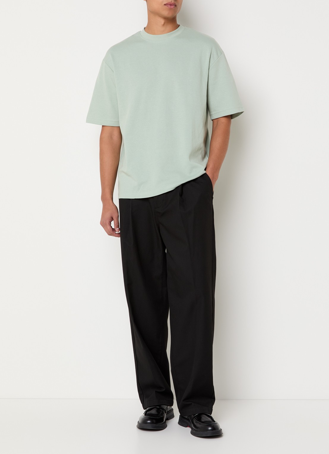 Selected T-shirt met stretch - voorkant 3 lindegroen