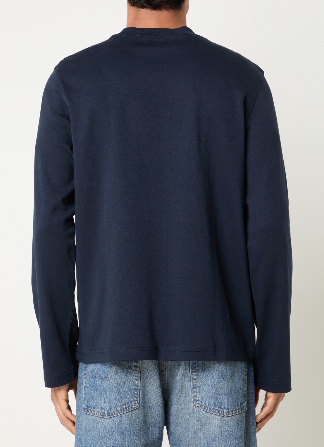 Selected Taj long sleeve met ronde hals - achterkant 4 donkerblauw