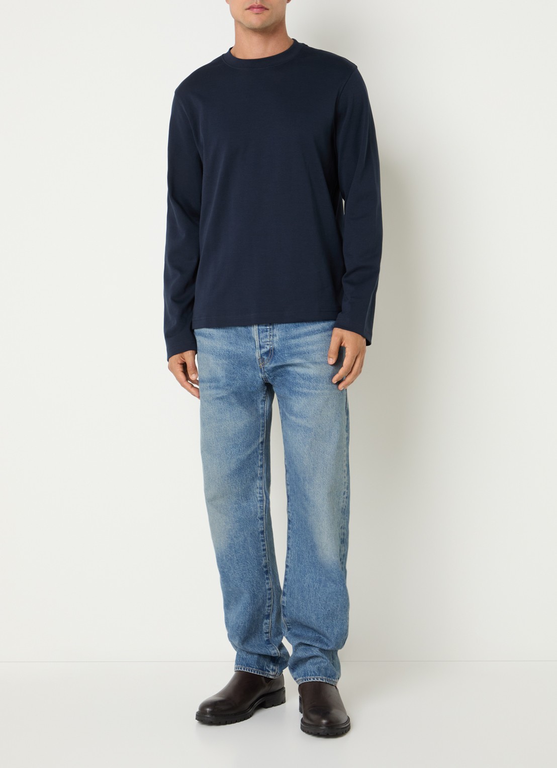 Selected Taj long sleeve met ronde hals - voorkant 3 donkerblauw