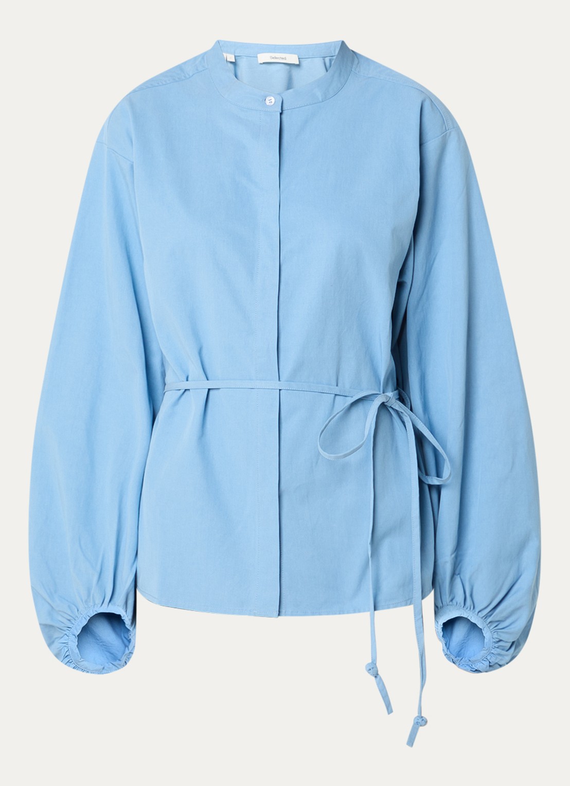Selected Talia blouse met strikceintuur - voorkant 3 blauw