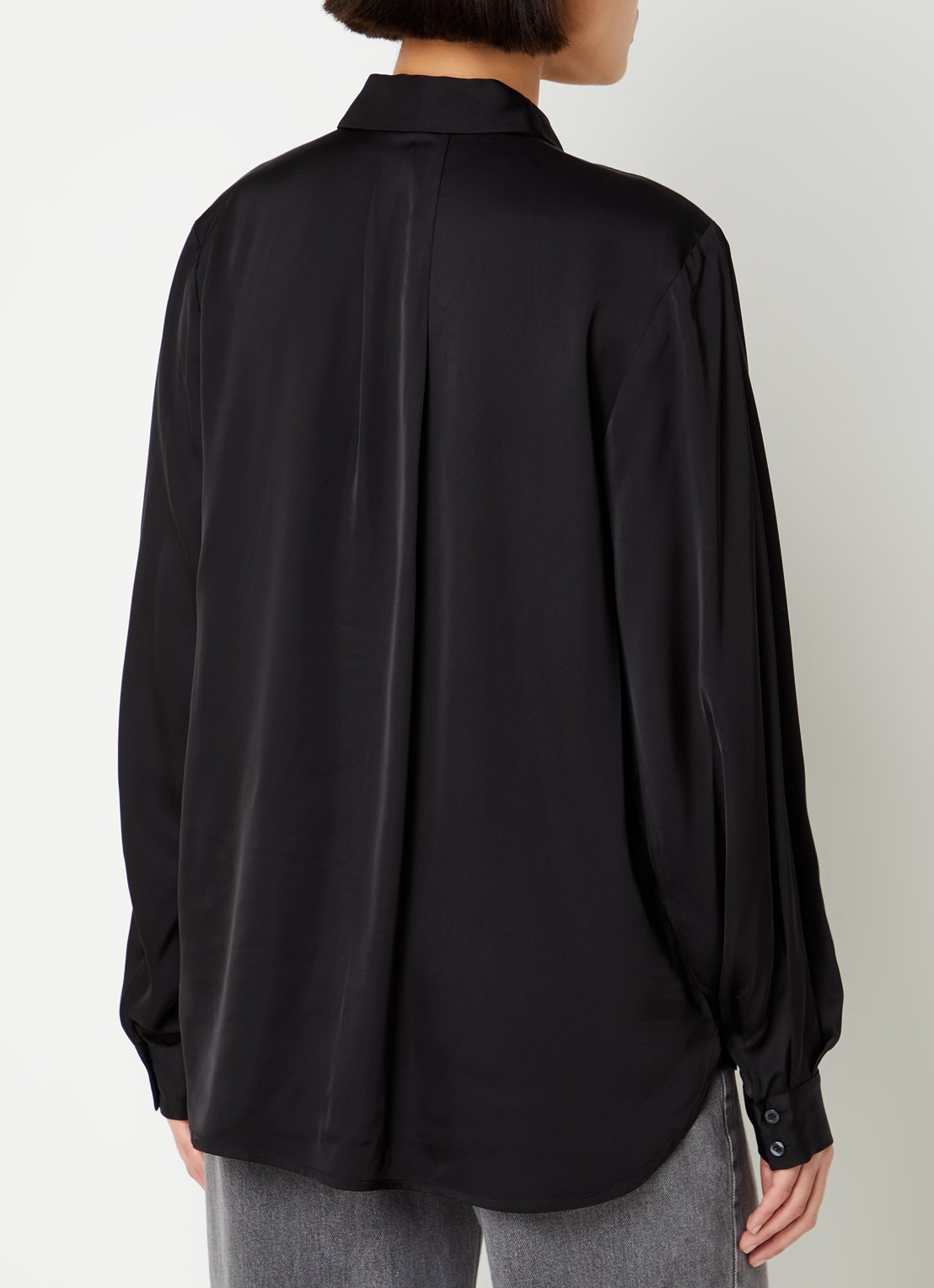 Selected Talia blouse van satijn  - achterkant 2 zwart