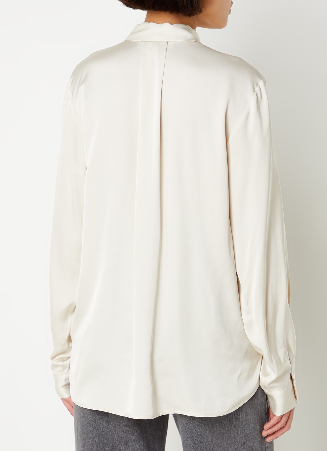 Selected Talia blouse van satijn  - achterkant 4 beige
