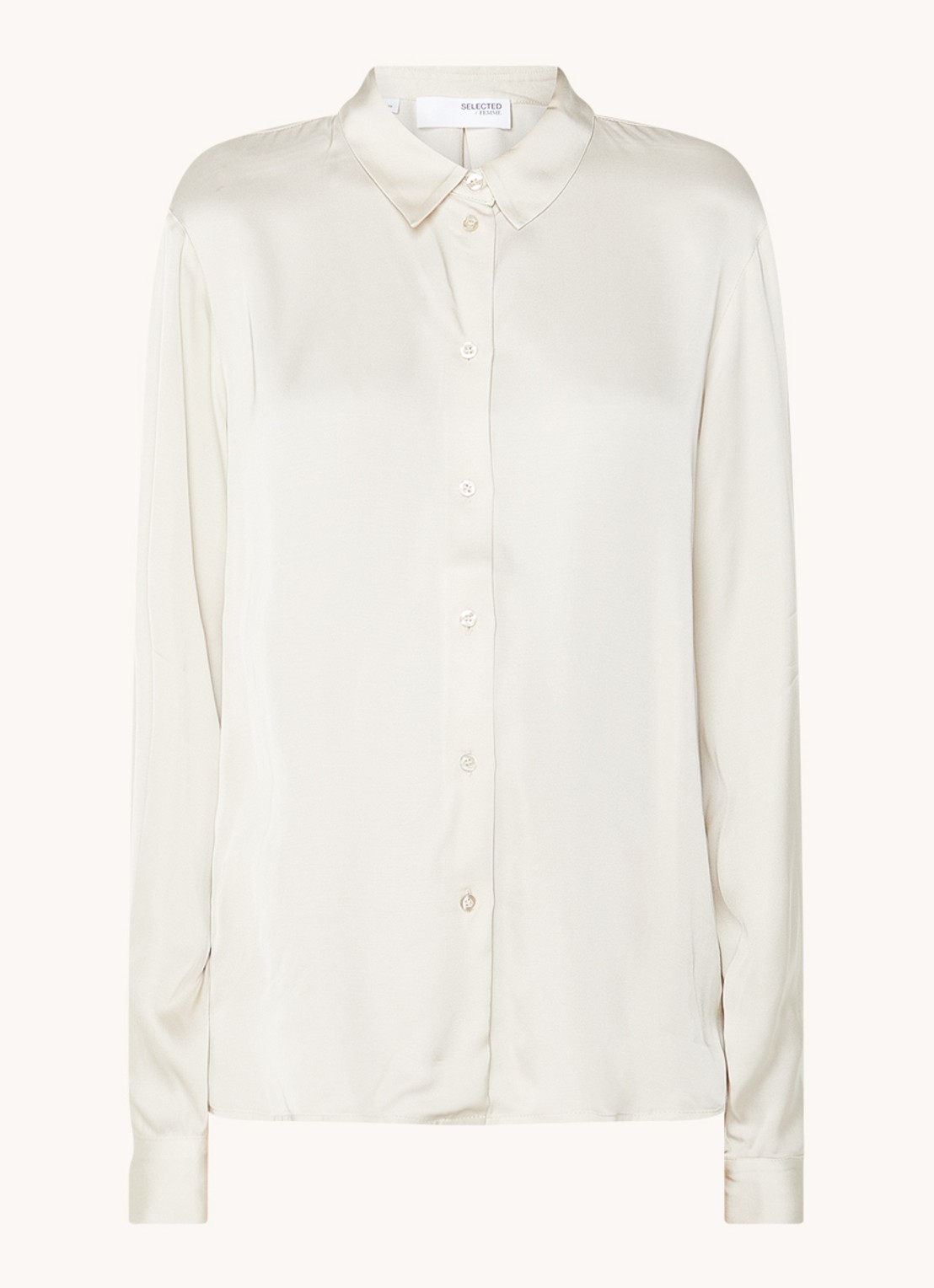 Selected Talia blouse van satijn  - voorkant 2 beige
