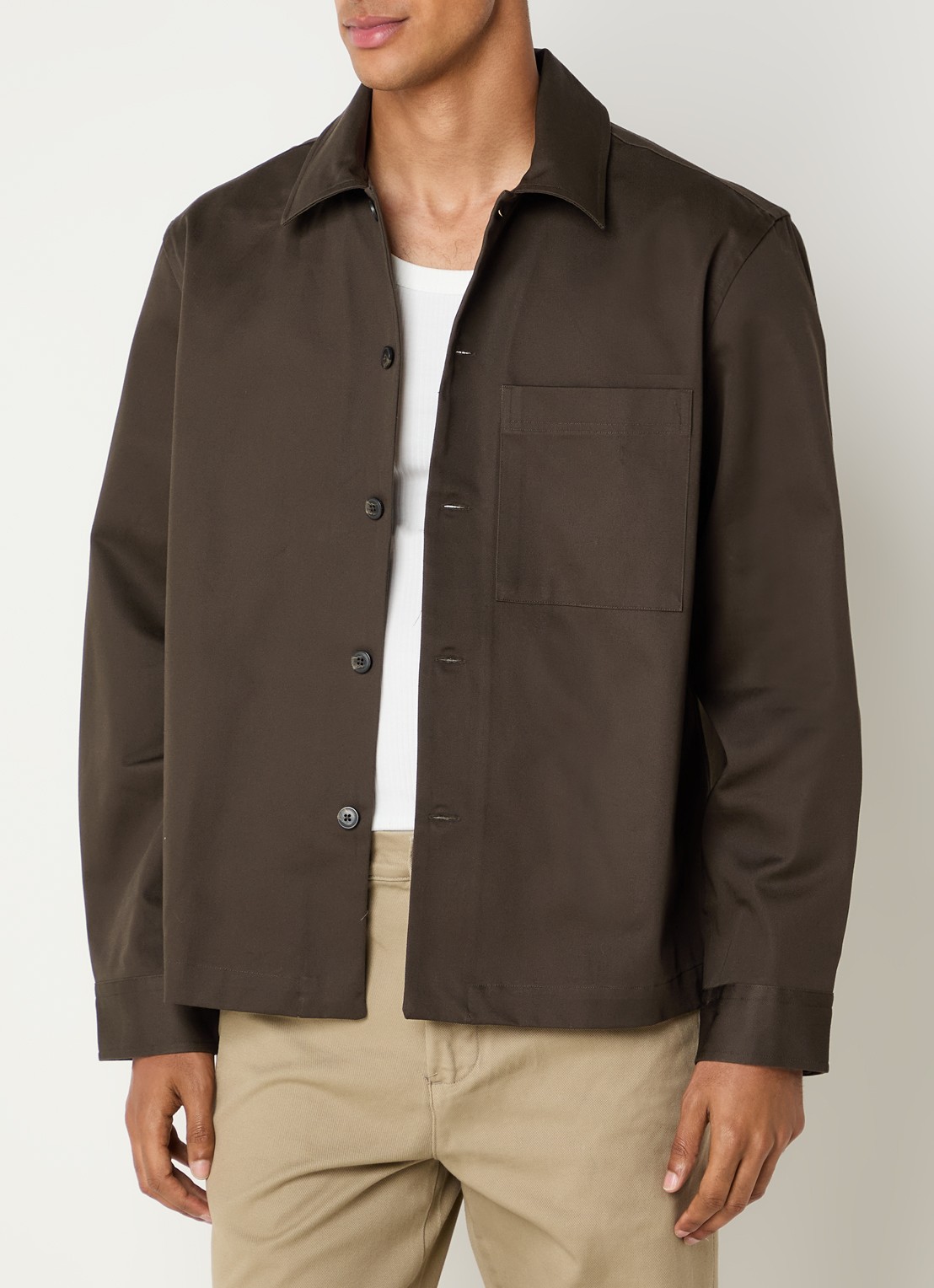 Selected Tate overshirt met borstzak - detail 3 donkerbruin