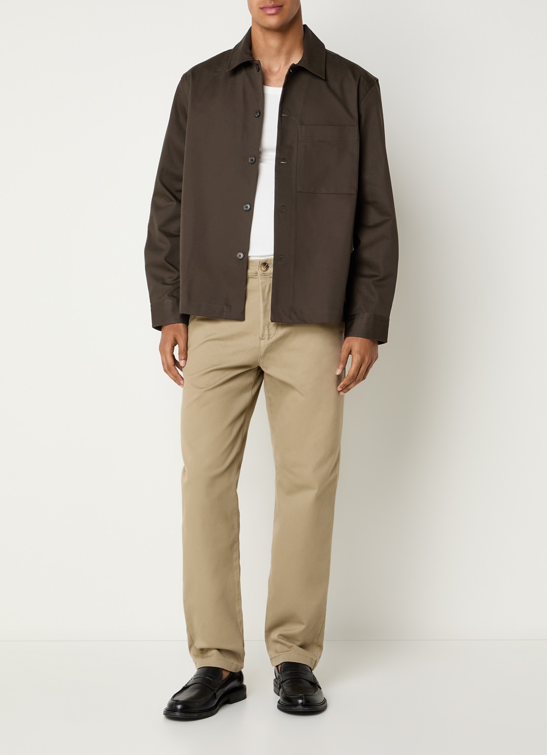Selected Tate overshirt met borstzak - voorkant 2 donkerbruin