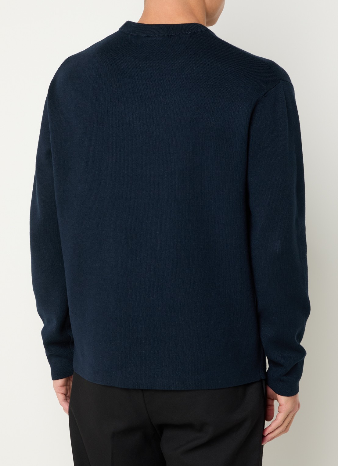 Selected Teller fijngebreide pullover met ronde hals - achterkant 4 donkerblauw