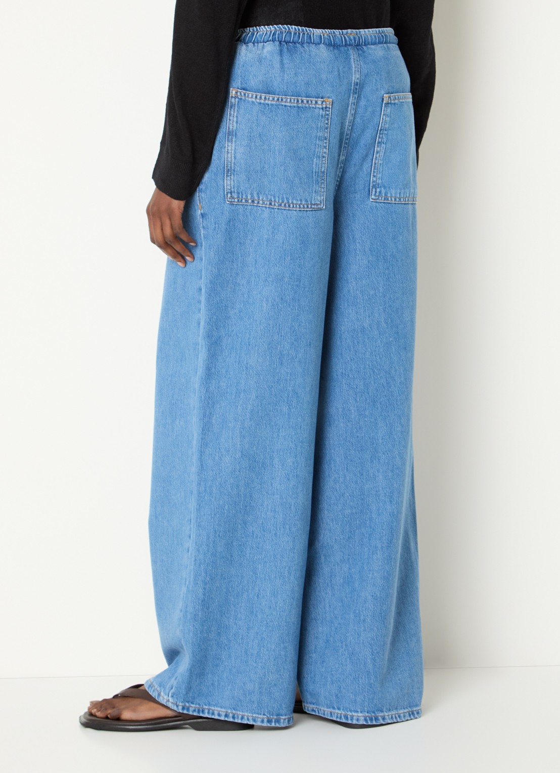 Selected Tenna high waist wide leg jeans met medium wassing en steekzakken - achterkant 3 indigo