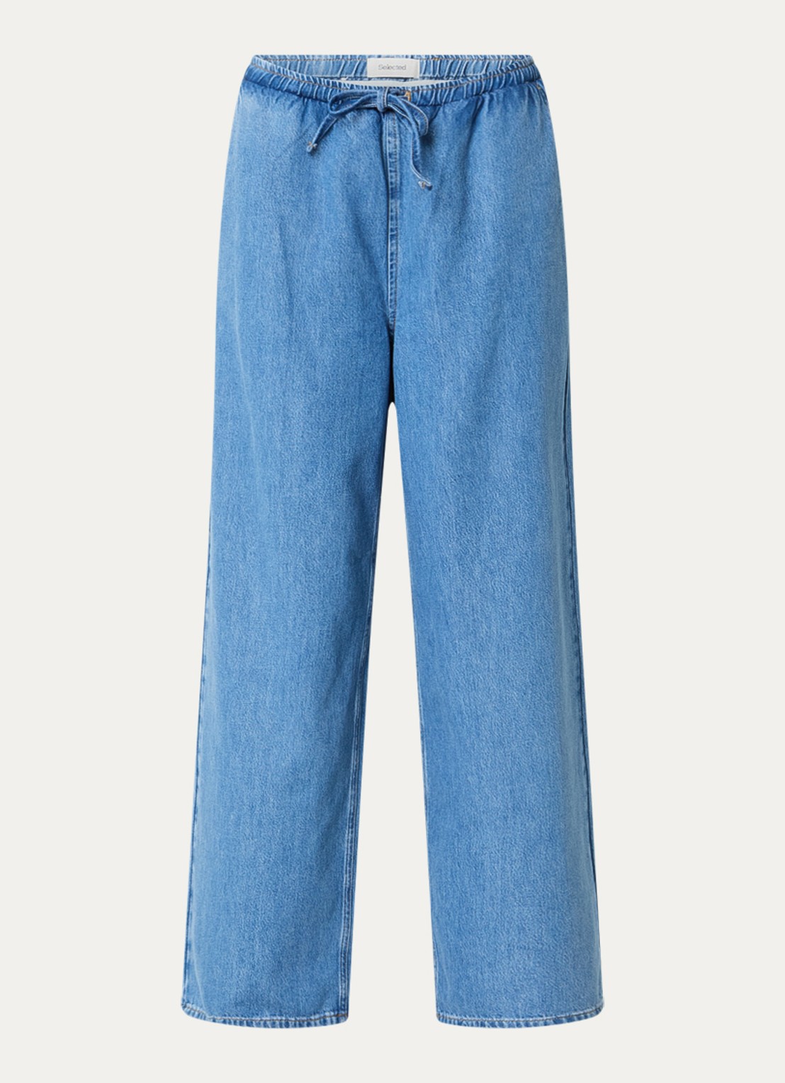 Selected Tenna high waist wide leg jeans met medium wassing en steekzakken - voorkant indigo