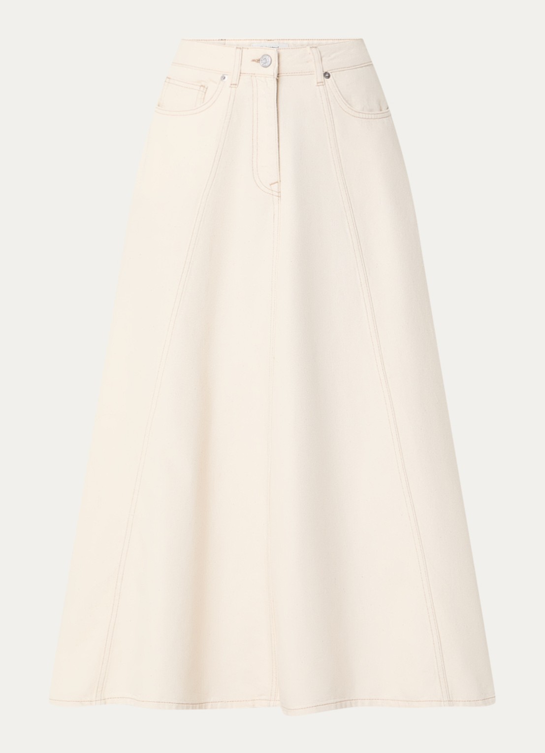 Selected Tenna maxi spijkerrok met steekzakken - voorkant creme