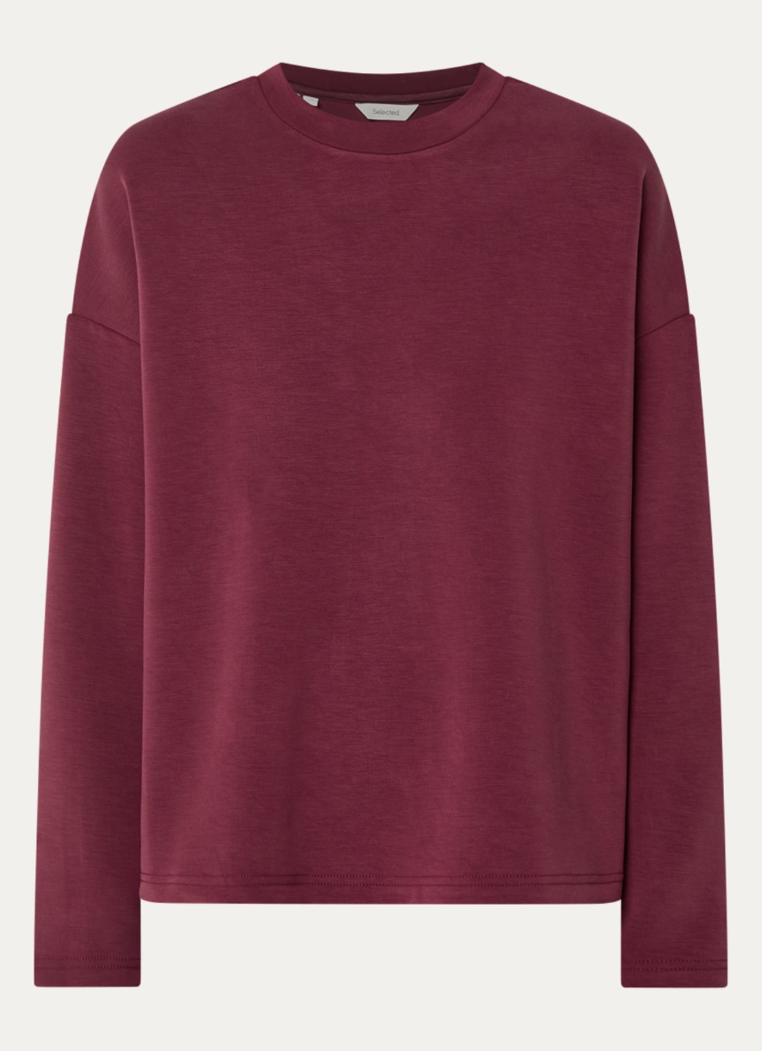 Selected  Tenny long sleeve met ronde hals - voorkant bordeauxrood