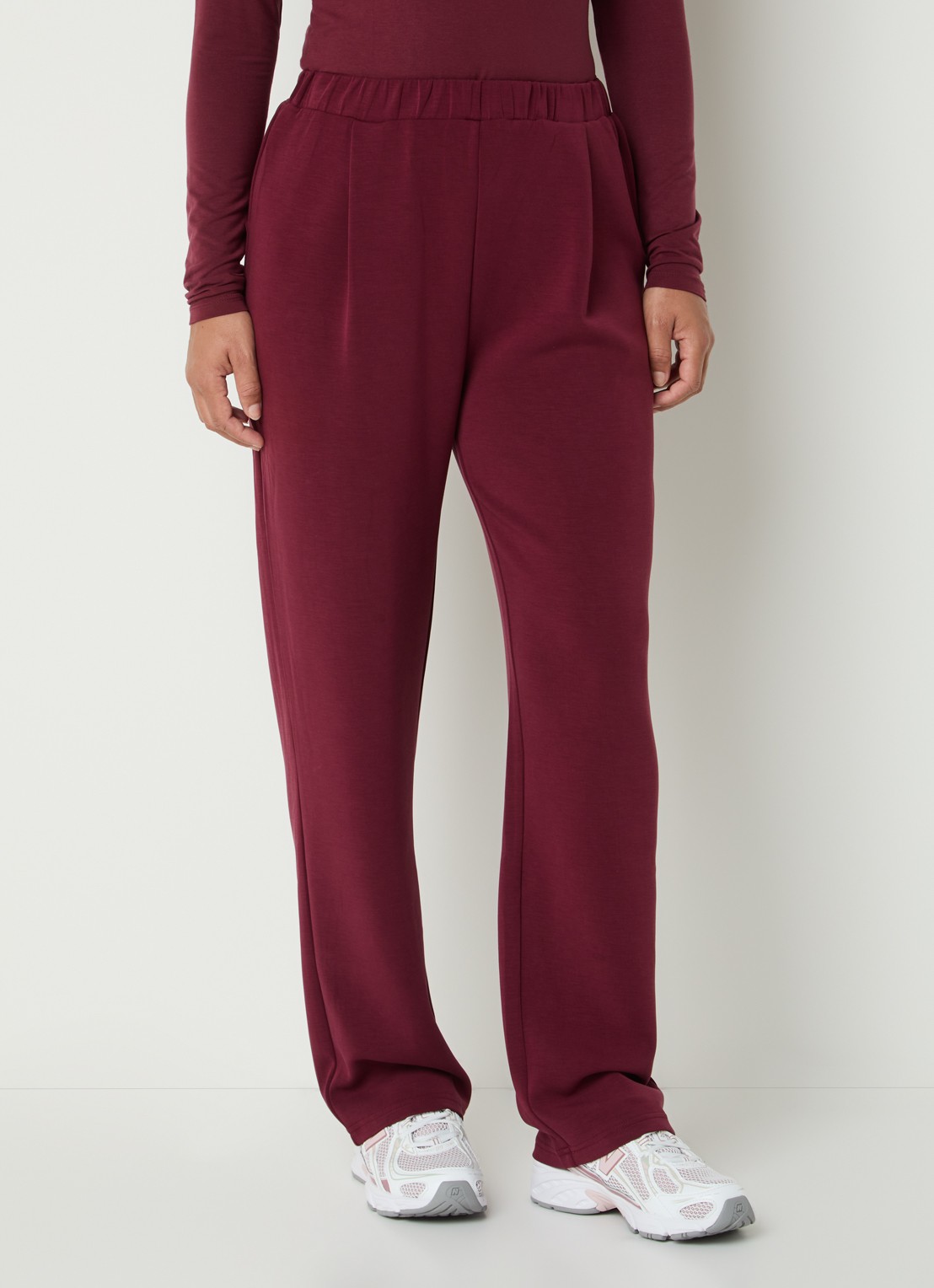 Selected Tenny mid waist broek met stretch - detail 3 bordeauxrood