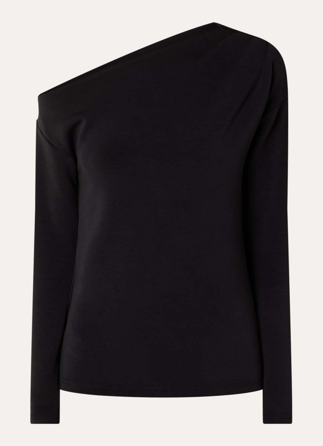 Selected Tenny off shoulder top met asymmetrische hals - voorkant 2 zwart