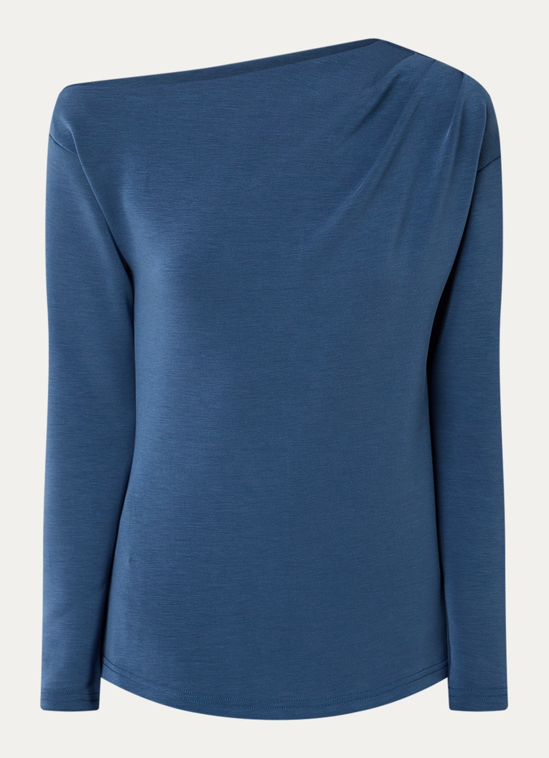 Selected Tenny off shoulder top met asymmetrische hals - voorkant 2 staalblauw