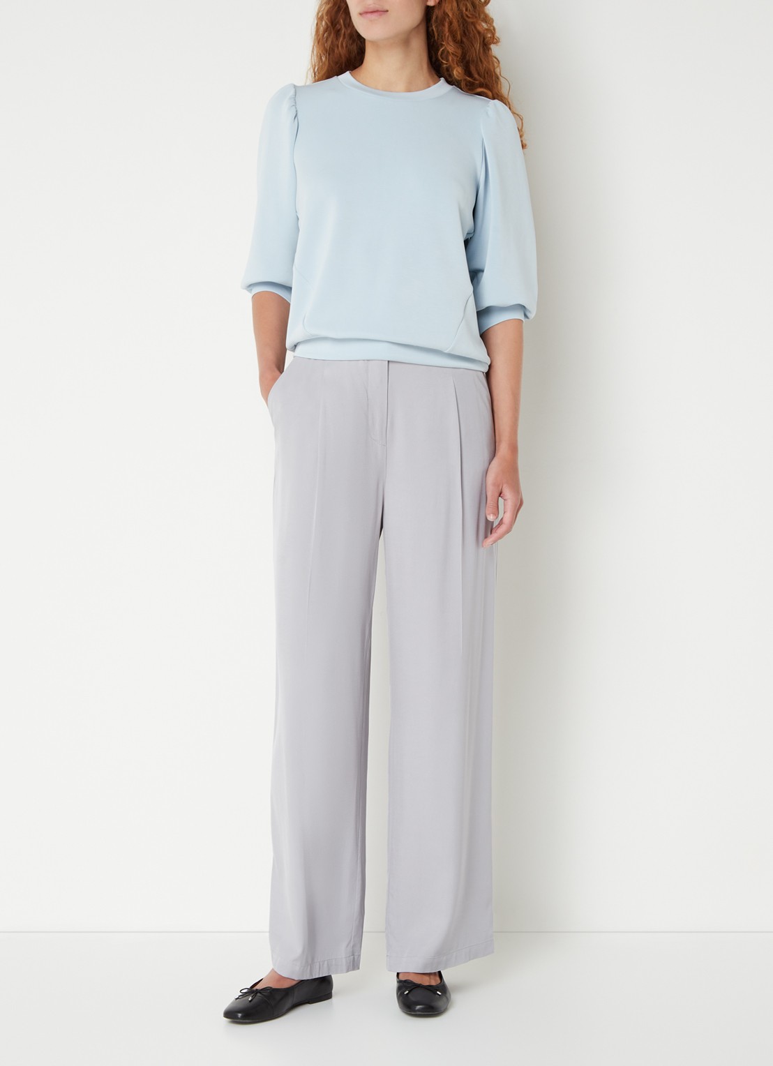 Selected Tenny top  met pofmouw - voorkant 3 lichtblauw