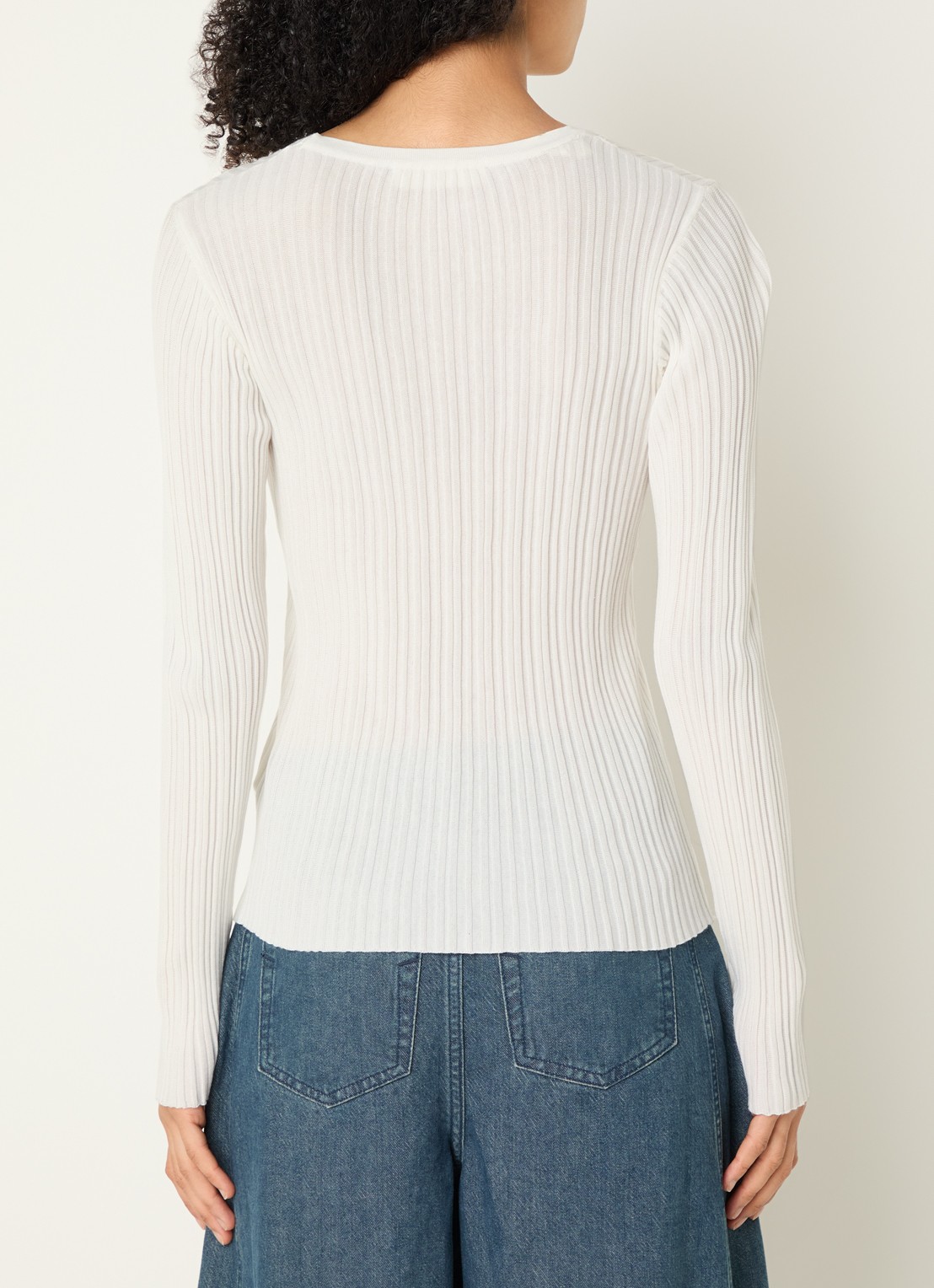 Selected Toledo grofgebreide pullover met ronde hals - achterkant wit