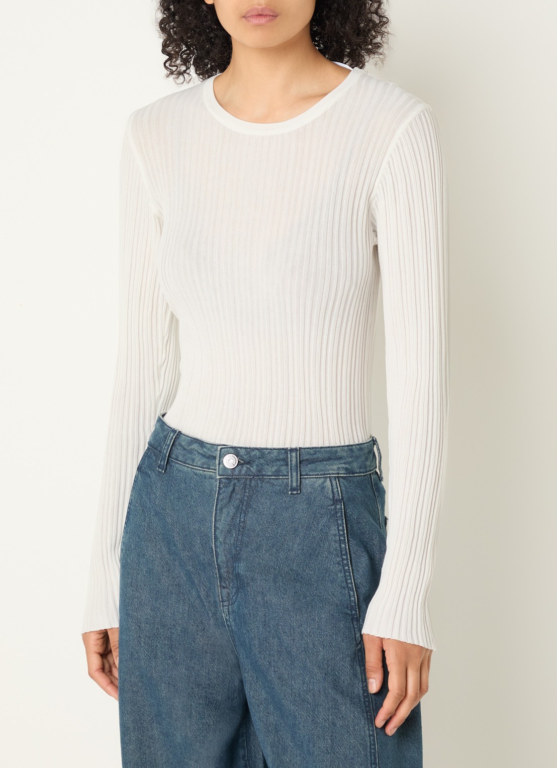Selected Toledo grofgebreide pullover met ronde hals - detail 4 wit