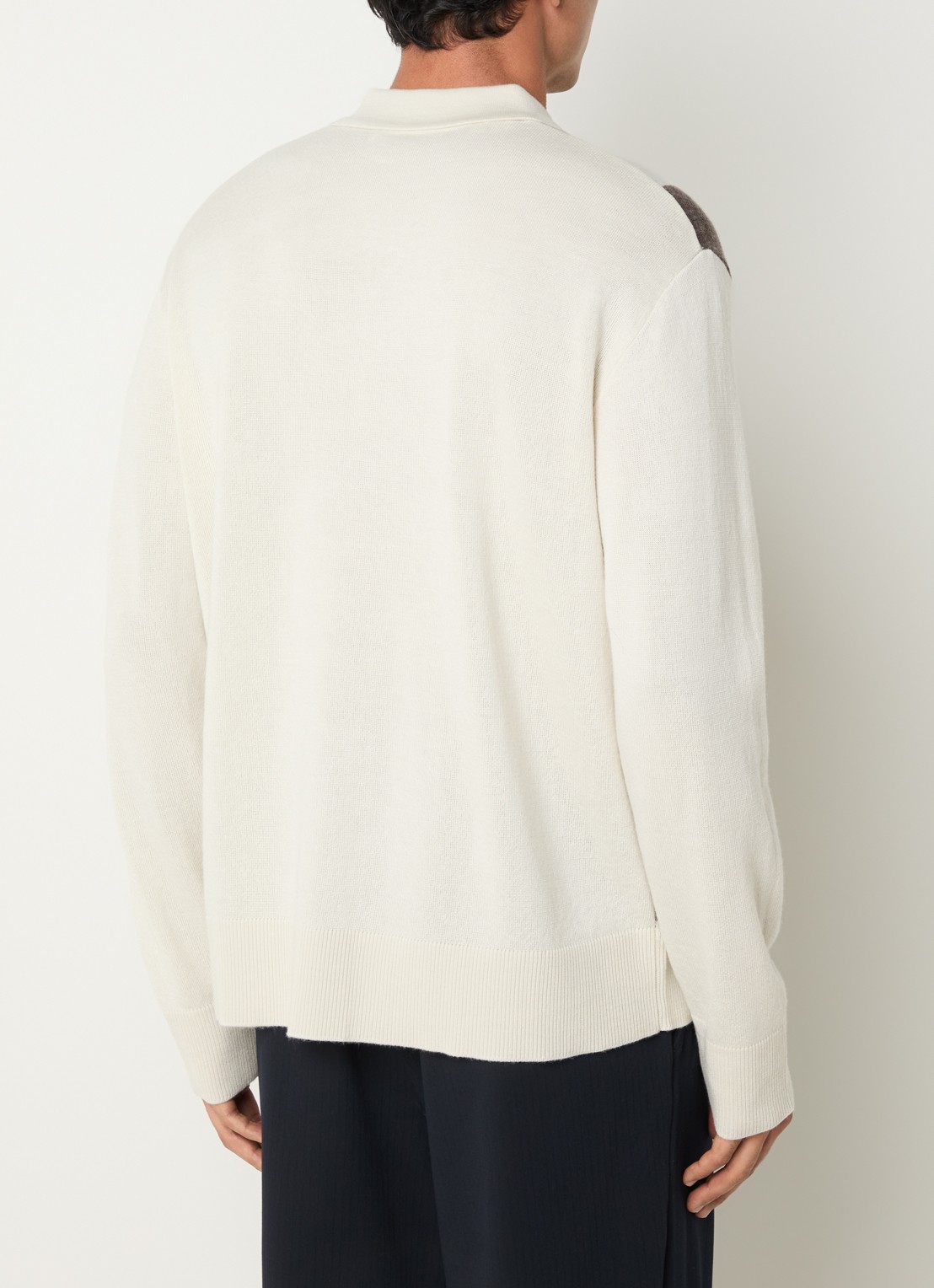 Selected Tray fijngebreide polo van merino wol - achterkant 2 gebroken wit