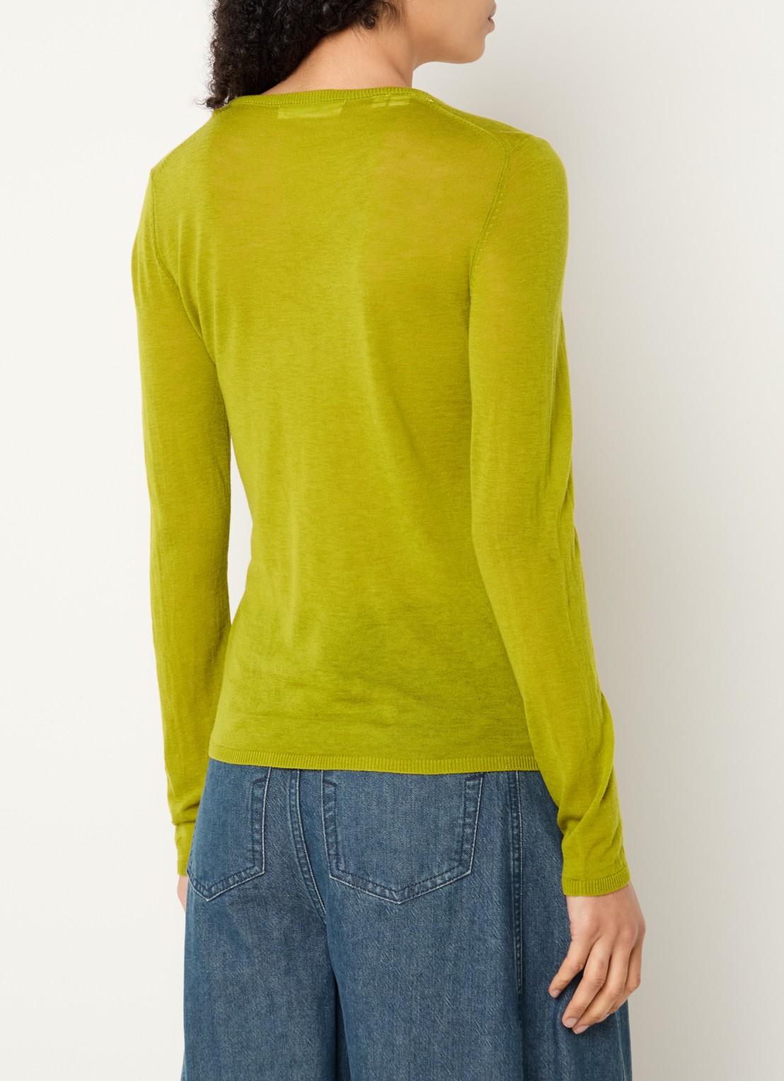 Selected Vendy semi-transparante top van merino wol - achterkant 2 groen
