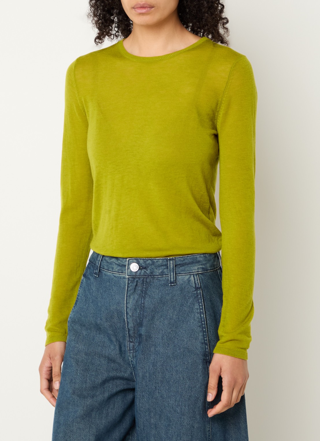Selected Vendy semi-transparante top van merino wol - detail groen