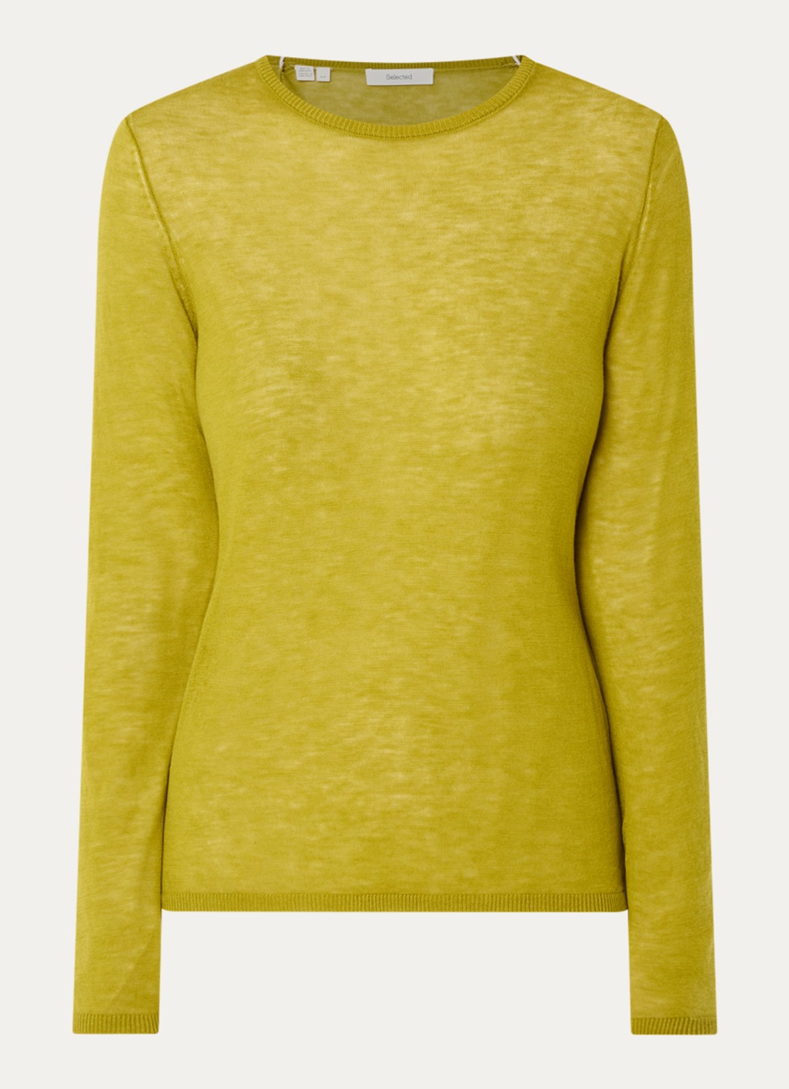 Selected Vendy semi-transparante top van merino wol - voorkant 3 groen