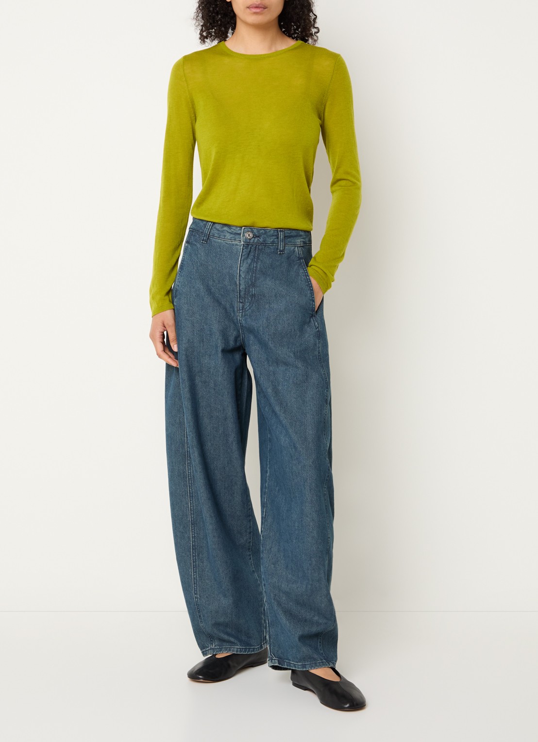 Selected Vendy semi-transparante top van merino wol - voorkant 4 groen