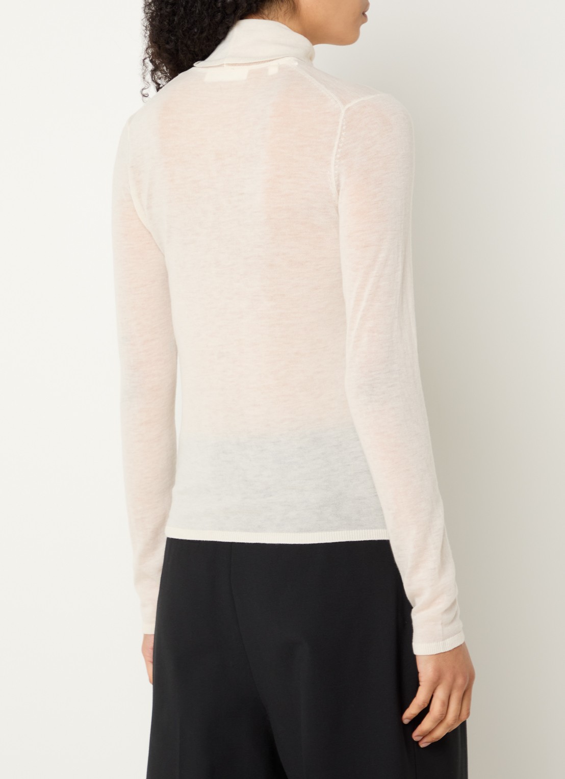 Selected Vendy semi-transparante trui van merino wol met col - achterkant 2 gebroken wit