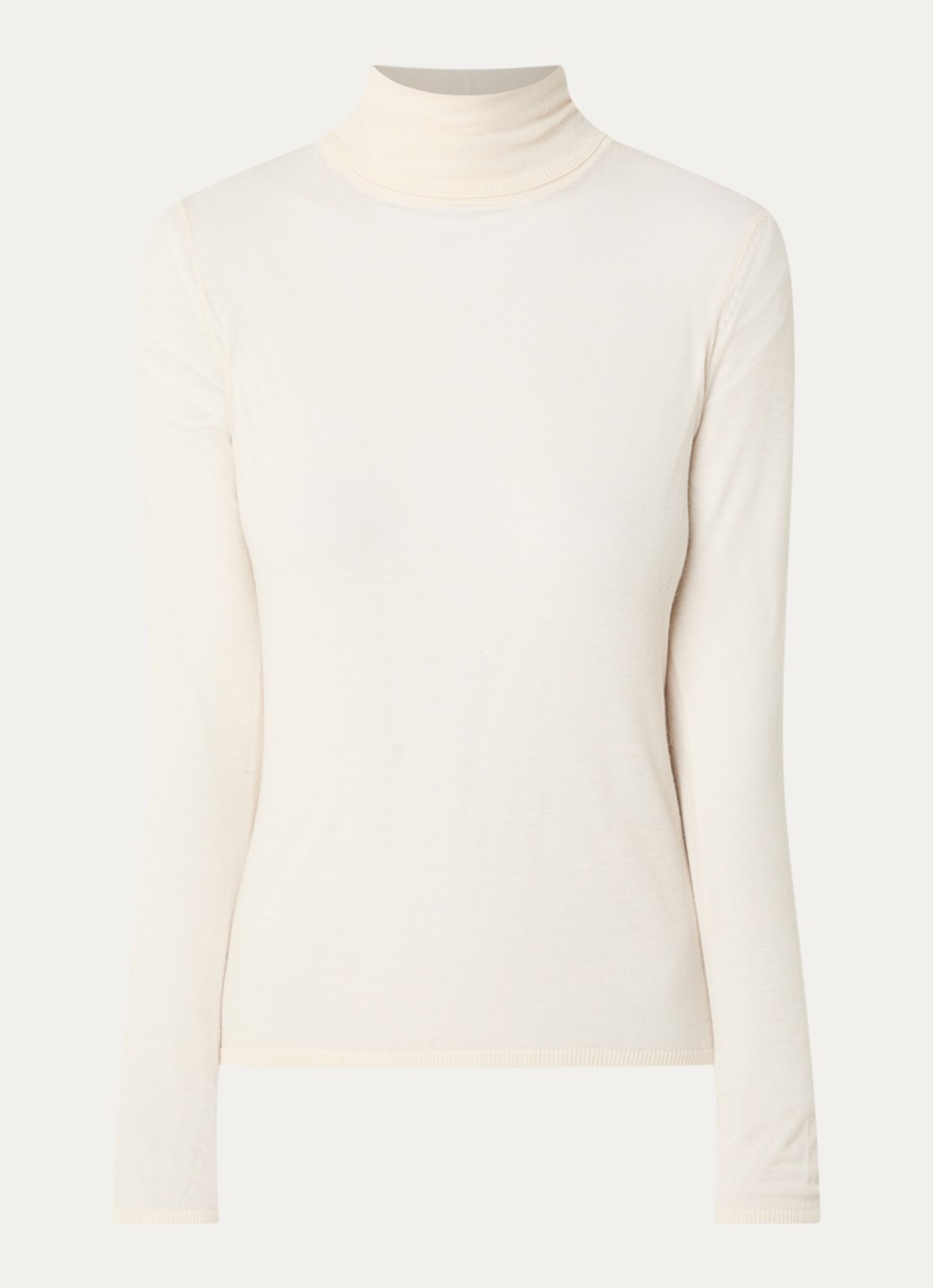 Selected Vendy semi-transparante trui van merino wol met col - voorkant 3 gebroken wit